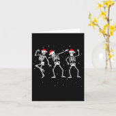 Skeletten dansen met kerstmutsen Grappige kerst Kaart (Gele Bloem)