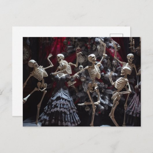 Skeletten dansen rond de kerstboom briefkaart (Voorkant / Achterkant)