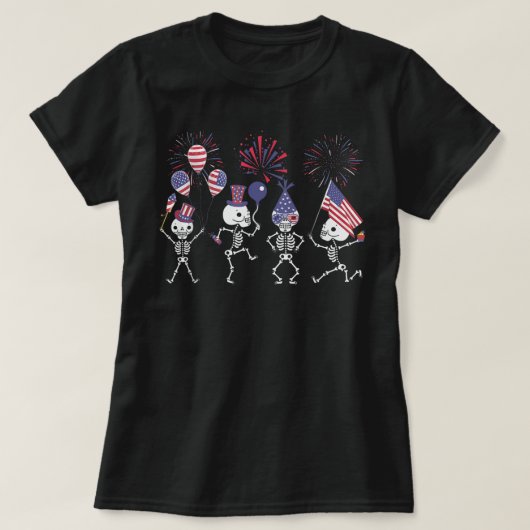 Skeletten dansend juli Vierde Funny 4e juli Ki T-shirt (Design voorkant)