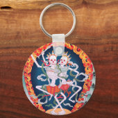 Skeletten dansende Tibetaanse boeddhistische kunst Sleutelhanger (Voorkant)