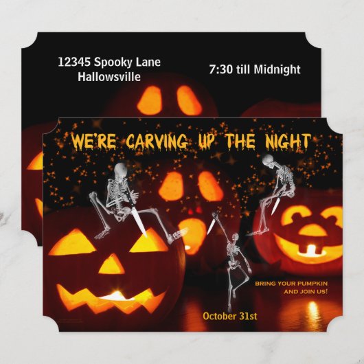 Skeletten die de nachtelijke halloween-partij opza kaart (Voorkant / Achterkant)