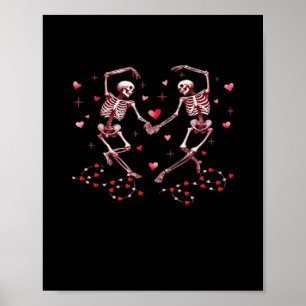 Skeletten die handen vasthouden Hart Valentijnsdag Poster
