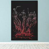 Skeletten die uit vlammen oprijzen canvas afdruk (Insitu (Houten vloer))
