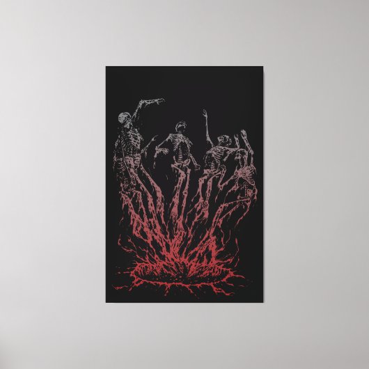 Skeletten die uit vlammen oprijzen canvas afdruk (Voorkant)