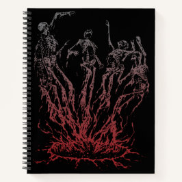 Skeletten die uit vlammen oprijzen notitieboek