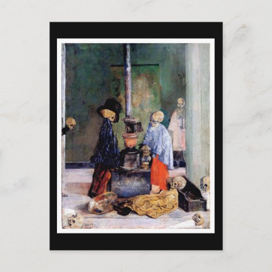 Skeletten die zichzelf opwarmen briefkaart (Voorkant)