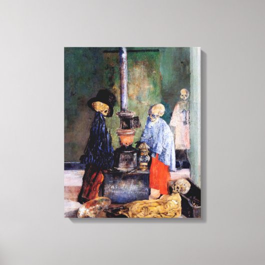 Skeletten die zichzelf opwarmen canvas afdruk (Voorkant)