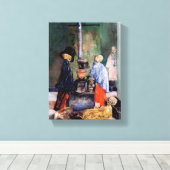 Skeletten die zichzelf opwarmen canvas afdruk (Insitu (Houten vloer))