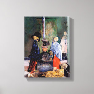 Skeletten die zichzelf opwarmen canvas afdruk