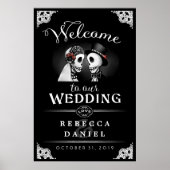 Skeletten Elegant Black & White Welkom bij bruilof Poster (Voorkant)