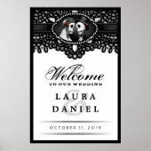 Skeletten Elegant Black & White Welkom bij bruilof Poster (Voorkant)