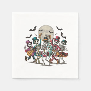 Skeletten en geesten dansen onder een volle maan servet