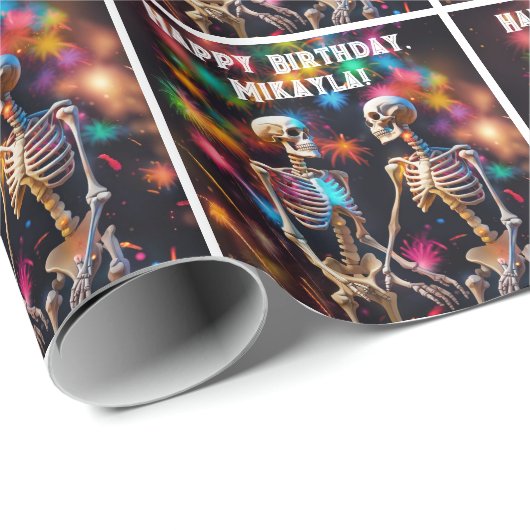 Skeletten en kleurrijke Ornamenten Cadeaupapier (Rol Hoek)