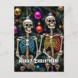 Skeletten en kleurrijke Ornamenten Kerst Briefkaart