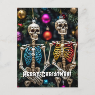 Skeletten en kleurrijke Ornamenten Kerst Briefkaart