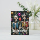 Skeletten en kleurrijke Ornamenten Kerst Briefkaart (Staand voorkant)