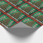 Skeletten en kleurrijke Ornamenten Kerst Cadeaupapier (Hoek)