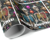 Skeletten en kleurrijke Ornamenten Kerst Cadeaupapier (Rol Hoek)