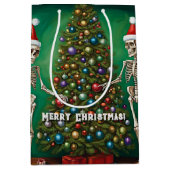 Skeletten en kleurrijke Ornamenten Kerst Medium Cadeauzakje (Voorkant)