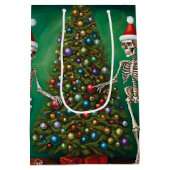Skeletten en kleurrijke Ornamenten Kerst Medium Cadeauzakje (Achterkant)