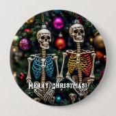 Skeletten en kleurrijke Ornamenten Kerst Ronde Button 4,0 Cm (Voorkant)