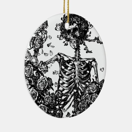 Skeletten en Rozen Keramisch Ornament (Rechts)