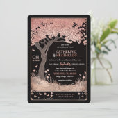 Skeletten en Sakura Tarot bruiloft uitnodiging (Staand voorkant)