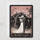Skeletten en Sakura Tarot bruiloft uitnodiging (Achterkant)