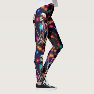 Skeletten en vuurwerk leggings