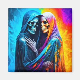 Skeletten gewikkeld in een regenboog magneet