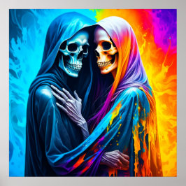 Skeletten gewikkeld in een regenboog poster
