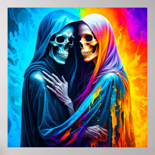 Skeletten gewikkeld in een regenboog poster