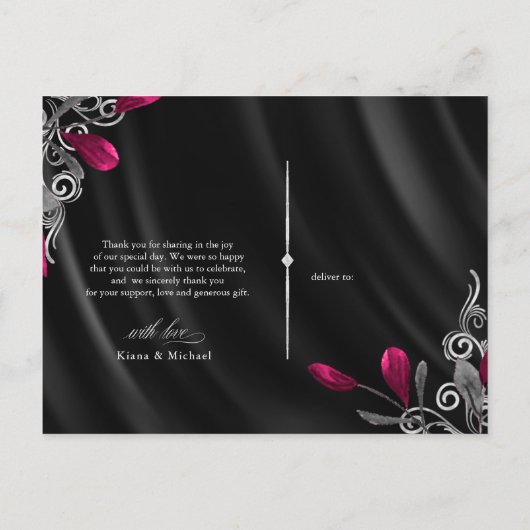 Skeletten Gothic Bedankt Burgundy ID866 Aankondigingskaart (Achterkant)