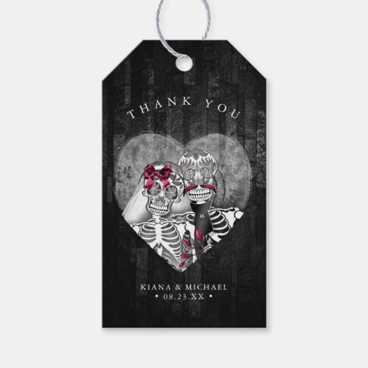 Skeletten Gothic Bedankt Burgundy ID866 Cadeaulabel (Voorkant)