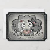 Skeletten Grijzige zwarte Wit Heart Weddenschap Kaart (Voorkant)