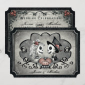 Skeletten Grijzige zwarte Wit Heart Weddenschap Kaart (Voorkant / Achterkant)