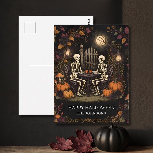 Skeletten Halloweenavond Briefkaart