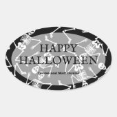Skeletten Happy Halloween Oval Sticker (Voorkant)