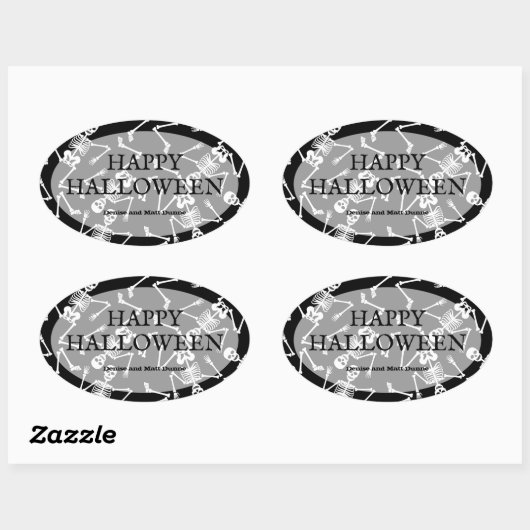 Skeletten Happy Halloween Oval Sticker (Vel)