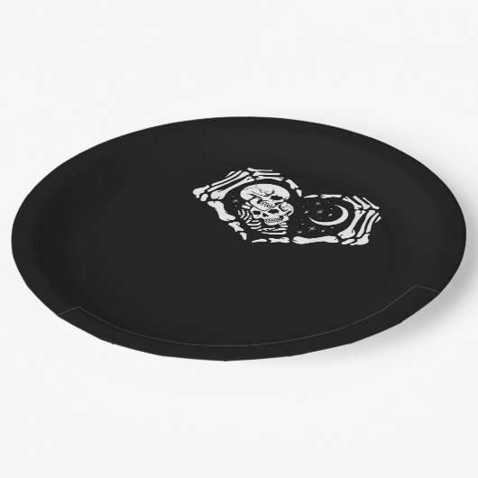 Skeletten hart handen papieren bordje (Gekanteld)