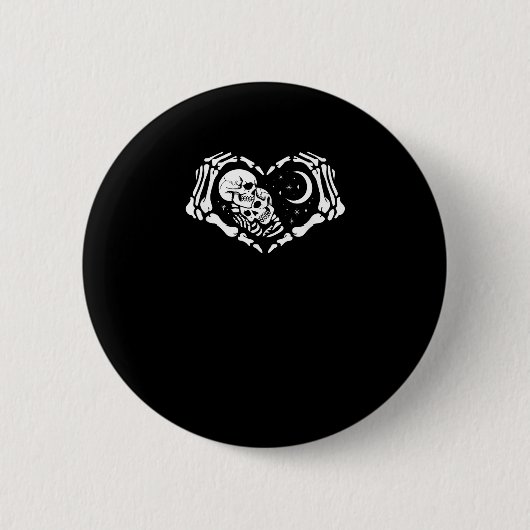Skeletten hart handen ronde button 5,7 cm (Voorkant)
