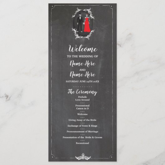 Skeletten Huulbruiloft Halloween Chalk Programmakaart (Voorkant)