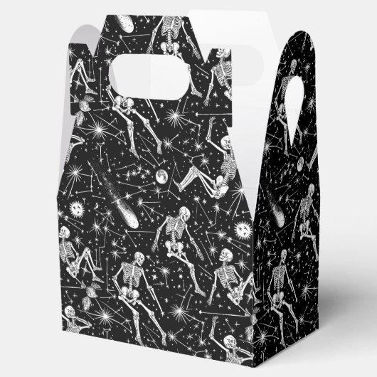 Skeletten in de ruimte achtergrond bedankdoosjes (Geopend)