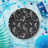 Skeletten in de ruimte achtergrond papieren bordje (Feest)