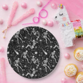 Skeletten in de ruimte achtergrond papieren bordje (Feest)