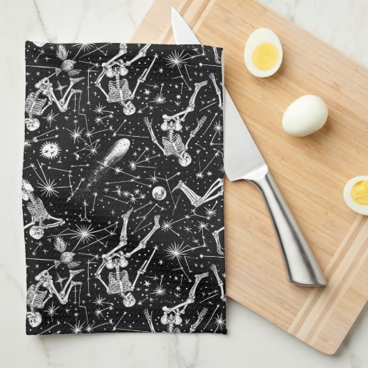 Skeletten in de ruimte achtergrond theedoek (Quarter Fold)