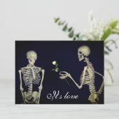 Skeletten in liefdesbruiloft kaart (Staand voorkant)