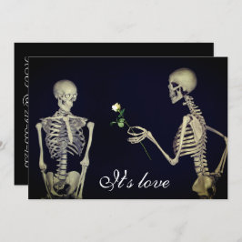 Skeletten in liefdesbruiloft kaart