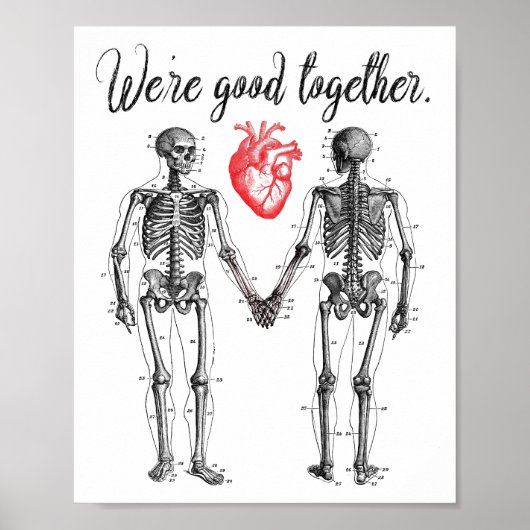 Skeletten met hand en Valentijn Poster (Voorkant)
