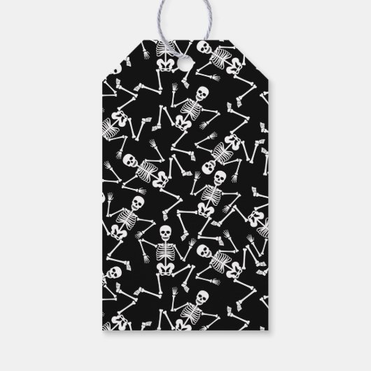 Skeletten op Black BONE APPÉTIT Favor Cadeaulabel (Achterkant)